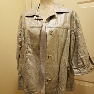 Chico’s silver coated linen jacket(2) & Tee(3)